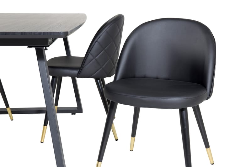 Ruokailuryhmä Venture Home Inca-jatkettava ruokailuryhmä 160 cm suorakaiteen muotoinen, sisältää 4 Velvet-tuolia Musta - Huonekalut - Pöytä & ruokailuryhmä - Ruokailuryhmä