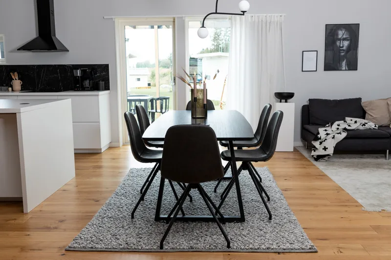 Ruokailuryhmä Venture Home Inca-jatkettava ruokailuryhmä 160 cm suorakaiteen muotoinen, sisältää 6 Polar-tuolia Musta, undefined