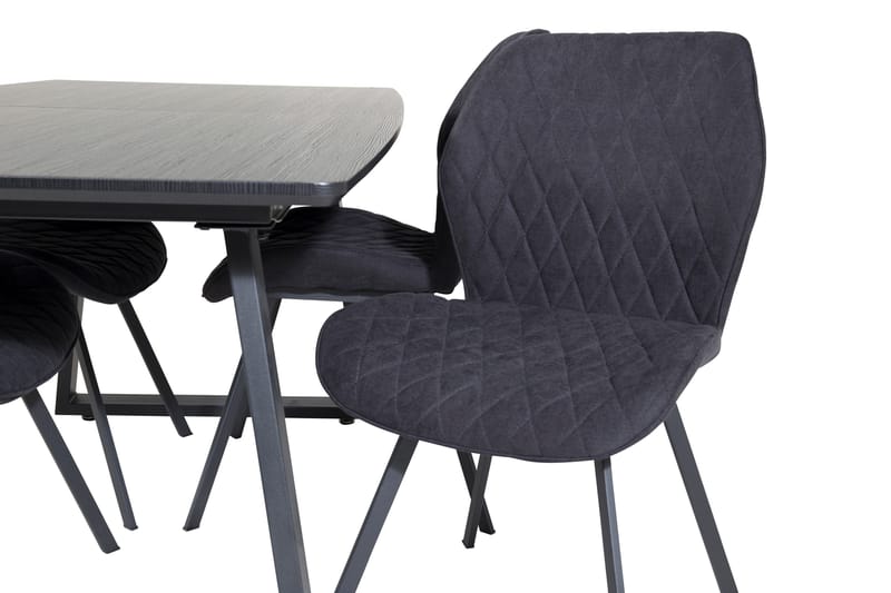 Ruokailuryhmä Venture Home Inca-ruokailuryhmä, jatkettava, 160 cm, suorakaiteen muotoinen, 4 Gemma-tuolia Musta - Huonekalut - Pöytä & ruokailuryhmä - Ruokailuryhmä