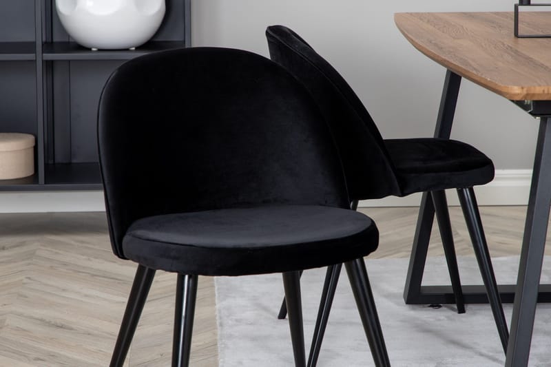 Ruokailuryhmä Venture Home Inca-ruokailuryhmä 160 cm, suorakaiteen muotoinen, 4 Velvet-tuolia Musta/Luonnonväri - Huonekalut - Pöytä & ruokailuryhmä - Ruokailuryhmä