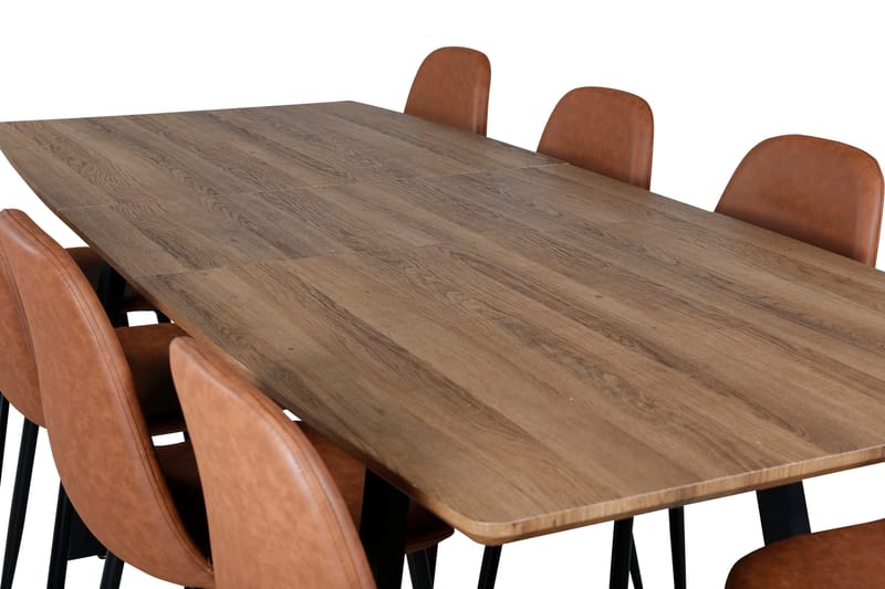 Ruokailuryhmä Venture Home Inca-ruokailuryhmä 160 cm suorakaiteen muotoinen, sisältää 8 Polar-tuolia Musta/ruskea/luonnonväri - Huonekalut - Pöytä & ruokailuryhmä - Ruokailuryhmä