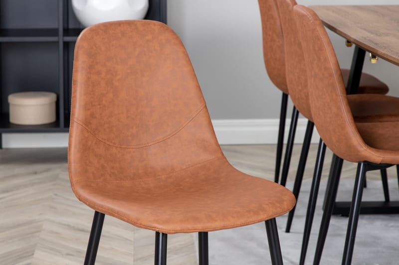 Ruokailuryhmä Venture Home Inca-ruokailuryhmä 160 cm suorakaiteen muotoinen, sisältää 8 Polar-tuolia Musta/ruskea/luonnonväri - Huonekalut - Pöytä & ruokailuryhmä - Ruokailuryhmä