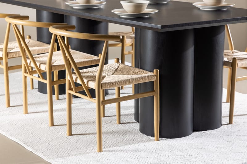 Ruokailuryhmä Venture Home Olivia-ruokailuryhmä 210 cm, suorakulmainen, 6 Alfons-tuolia Musta/Beige/Ruskea - Huonekalut - Pöytä & ruokailuryhmä - Ruokailuryhmä