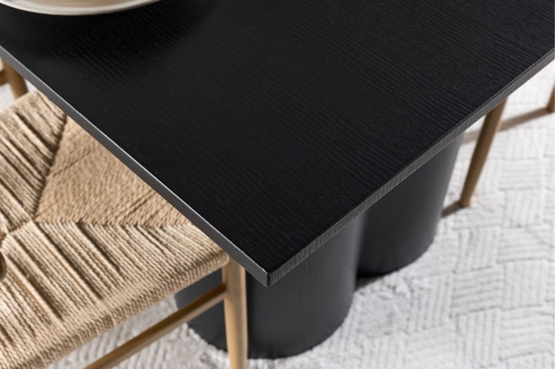 Ruokailuryhmä Venture Home Olivia-ruokailuryhmä 210 cm, suorakulmainen, 6 Alfons-tuolia Musta/Beige/Ruskea - Huonekalut - Pöytä & ruokailuryhmä - Ruokailuryhmä