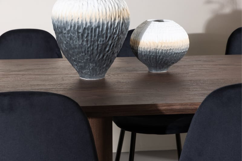 Ruokailuryhmä Venture Home Olivia-ruokailuryhmä 210 cm, suorakulmainen, 6 Polar-tuolilla Mokka/Musta/Musta - Huonekalut - Pöytä & ruokailuryhmä - Ruokailuryhmä