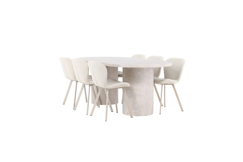 Ruokailuryhmä Venture Home Ruokailuryhmä Venture Home Narvik 100x200 cm beige 6 Lilja-tuolilla Beige - Huonekalut - Pöytä & ruokailuryhmä - Ruokailuryhmä