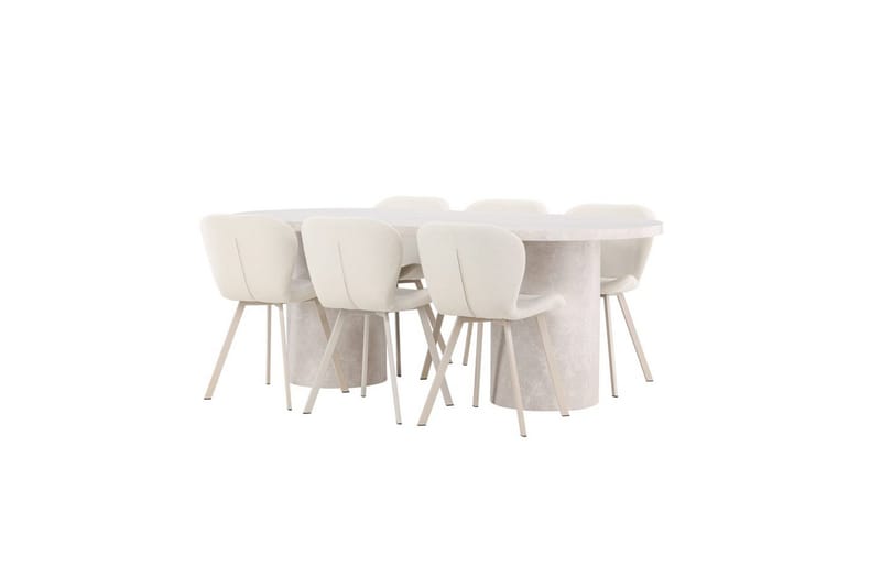 Ruokailuryhmä Venture Home Ruokailuryhmä Venture Home Narvik 100x200 cm beige 6 Lilja-tuolilla Beige - Huonekalut - Pöytä & ruokailuryhmä - Ruokailuryhmä