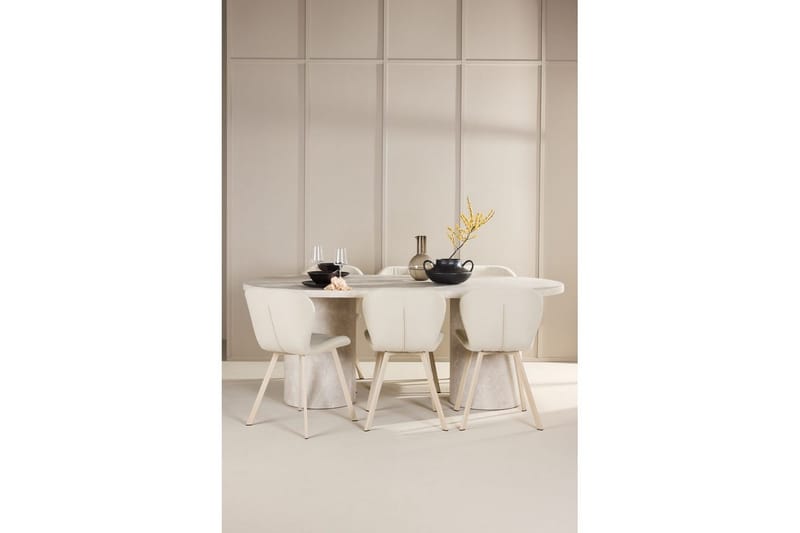 Ruokailuryhmä Venture Home Ruokailuryhmä Venture Home Narvik 100x200 cm beige 6 Lilja-tuolilla Beige - Huonekalut - Pöytä & ruokailuryhmä - Ruokailuryhmä