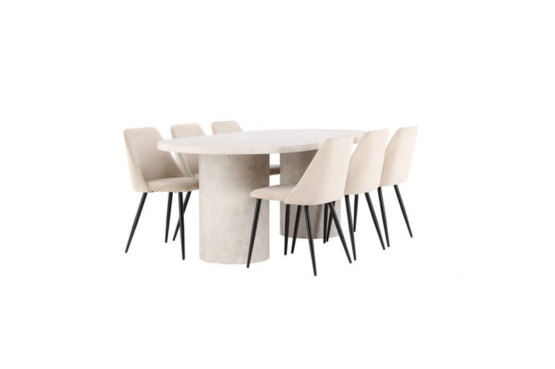 Ruokailuryhmä Venture Home Ruokailuryhmä Venture Home Narvik 100x200 cm beige 6 Night-tuolilla Beige - Huonekalut - Pöytä & ruokailuryhmä - Ruokailuryhmä
