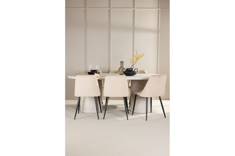 Ruokailuryhmä Venture Home Ruokailuryhmä Venture Home Narvik 100x200 cm beige 6 Night-tuolilla Beige - Huonekalut - Pöytä & ruokailuryhmä - Ruokailuryhmä