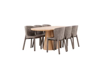 Ruokailuryhmä Venture Home Ruokailuryhmä Venture Home Stjärnö 200x90 cm luonnonvärinen 6 Astoria-tuolilla, ruskea Luonto - Huonekalut - Pöytä & ruokailuryhmä - Ruokailuryhmä