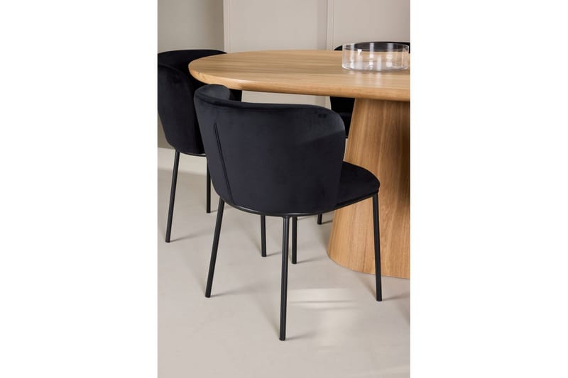 Ruokailuryhmä Venture Home Ruokailuryhmä Venture Home Stjärnö 200x90 cm luonnonvärinen 6 Edina-tuolilla, musta Luonto - Huonekalut - Pöytä & ruokailuryhmä - Ruokailuryhmä