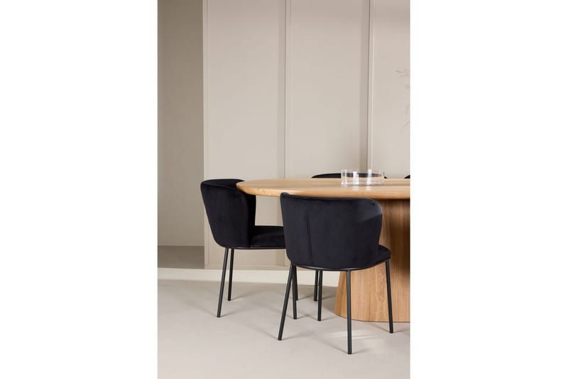 Ruokailuryhmä Venture Home Ruokailuryhmä Venture Home Stjärnö 200x90 cm luonnonvärinen 6 Edina-tuolilla, musta Luonto - Huonekalut - Pöytä & ruokailuryhmä - Ruokailuryhmä