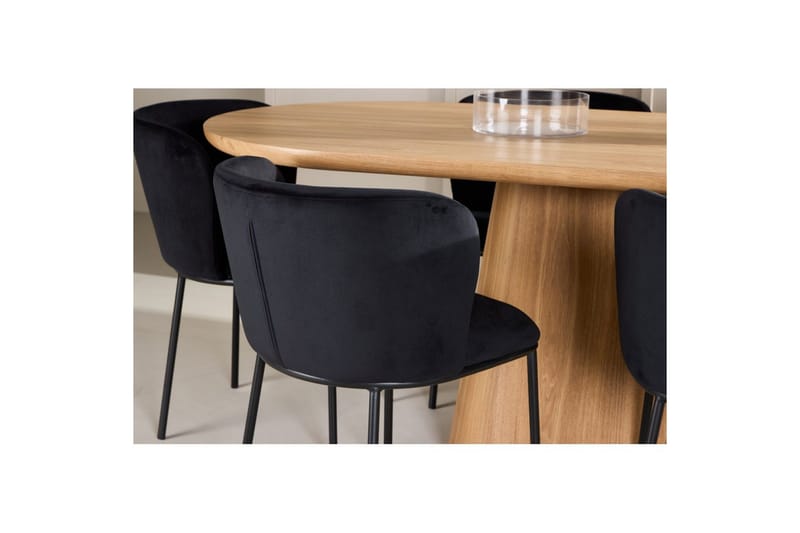 Ruokailuryhmä Venture Home Ruokailuryhmä Venture Home Stjärnö 200x90 cm luonnonvärinen 6 Edina-tuolilla, musta Luonto - Huonekalut - Pöytä & ruokailuryhmä - Ruokailuryhmä