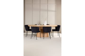 Ruokailuryhmä Venture Home Ruokailuryhmä Venture Home Stjärnö 200x90 cm luonnonvärinen 6 Edina-tuolilla, musta Luonto - Huonekalut - Pöytä & ruokailuryhmä - Ruokailuryhmä