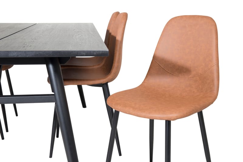 Ruokailuryhmä Venture Home Sleek-ruokailuryhmä, jatkettava, 195 cm, suorakaiteen muotoinen, 6 Polar-tuolia Musta/Ruskea - Huonekalut - Pöytä & ruokailuryhmä - Ruokailuryhmä