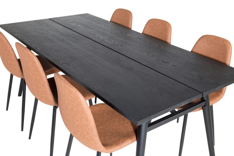 Ruokailuryhmä Venture Home Sleek-ruokailuryhmä, jatkettava, 195 cm, suorakaiteen muotoinen, 6 Polar-tuolia Musta/Ruskea - Huonekalut - Pöytä & ruokailuryhmä - Ruokailuryhmä