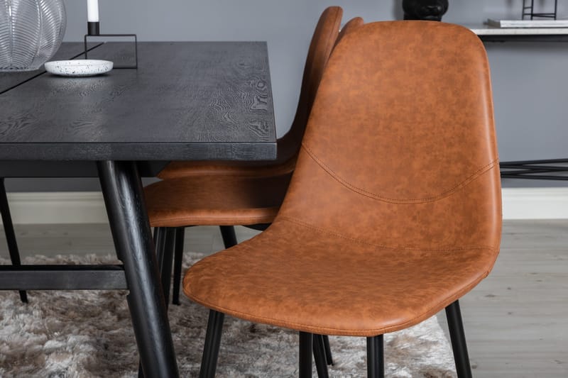Ruokailuryhmä Venture Home Sleek-ruokailuryhmä, jatkettava, 195 cm, suorakaiteen muotoinen, 6 Polar-tuolia Musta/Ruskea - Huonekalut - Pöytä & ruokailuryhmä - Ruokailuryhmä
