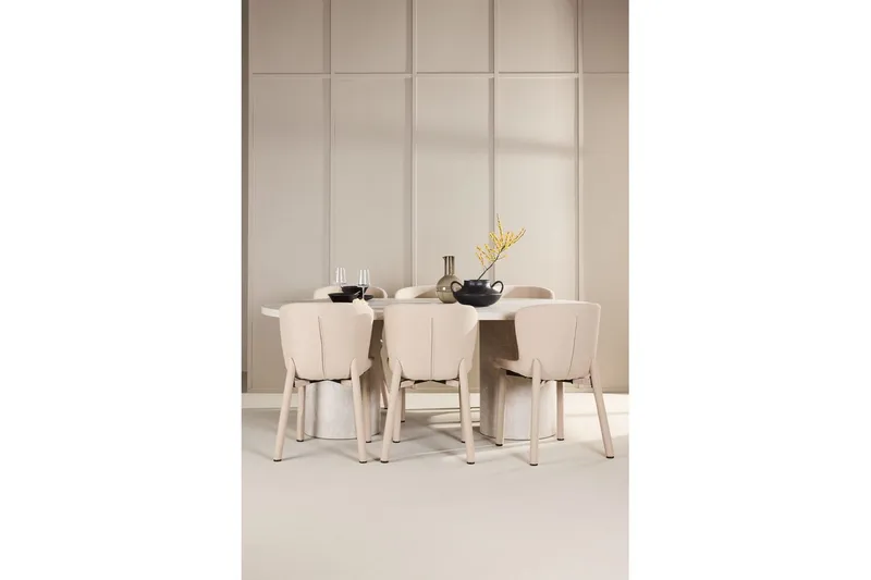 Ruokailuryhmä Venture Home Venture Home Narvik -ruokailuryhmä 100x200 cm beige, 6 kpl Astoria-tuoleja, beige Beige - Huonekalut - Pöytä & ruokailuryhmä - Ruokailuryhmä