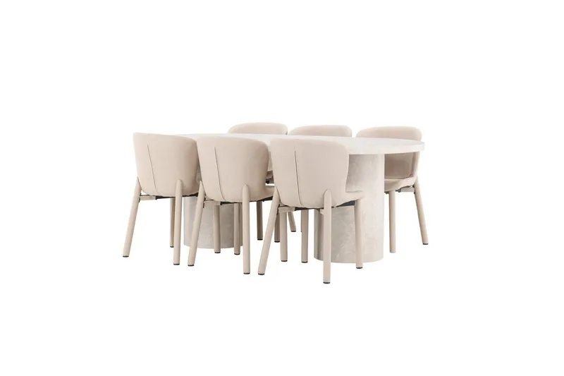 Ruokailuryhmä Venture Home Venture Home Narvik -ruokailuryhmä 100x200 cm beige, 6 kpl Astoria-tuoleja, beige Beige - Huonekalut - Pöytä & ruokailuryhmä - Ruokailuryhmä