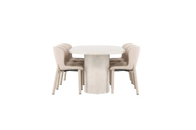 Ruokailuryhmä Venture Home Venture Home Narvik -ruokailuryhmä 100x200 cm beige, 6 kpl Astoria-tuoleja, beige Beige - Huonekalut - Pöytä & ruokailuryhmä - Ruokailuryhmä