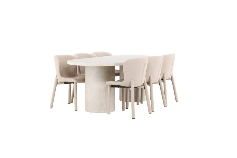 Ruokailuryhmä Venture Home Venture Home Narvik -ruokailuryhmä 100x200 cm beige, 6 kpl Astoria-tuoleja, beige Beige - Huonekalut - Pöytä & ruokailuryhmä - Ruokailuryhmä