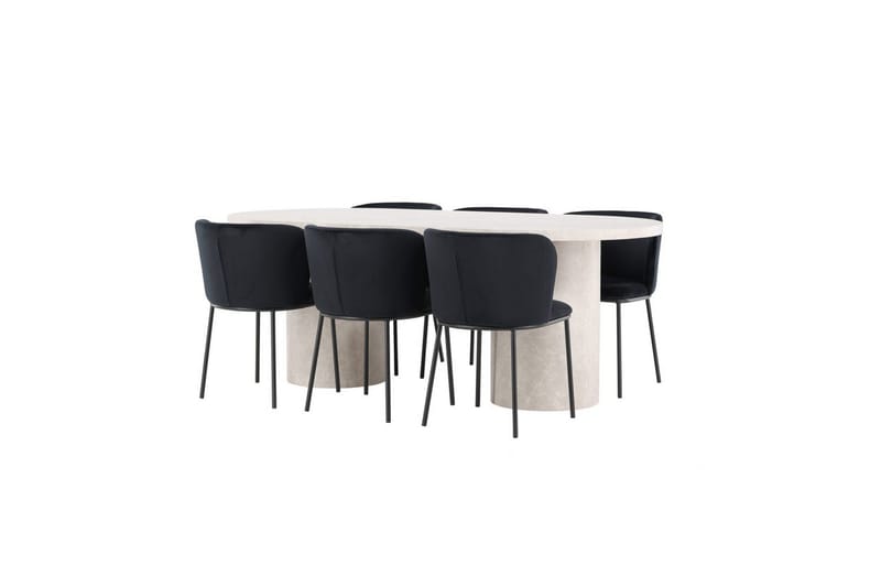 Ruokailuryhmä Venture Home Venture Home Narvik -ruokailuryhmä 100x200 cm beige, 6 kpl Edina-tuoleja, musta Beige - Huonekalut - Pöytä & ruokailuryhmä - Ruokailuryhmä