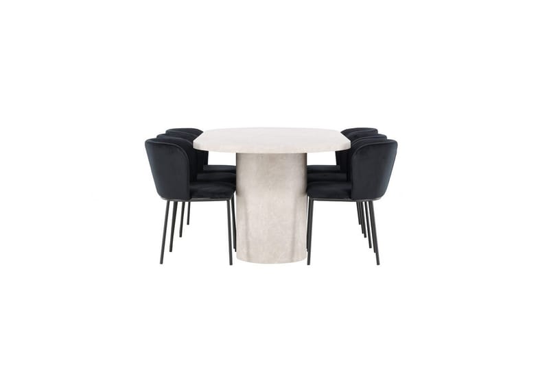 Ruokailuryhmä Venture Home Venture Home Narvik -ruokailuryhmä 100x200 cm beige, 6 kpl Edina-tuoleja, musta Beige - Huonekalut - Pöytä & ruokailuryhmä - Ruokailuryhmä