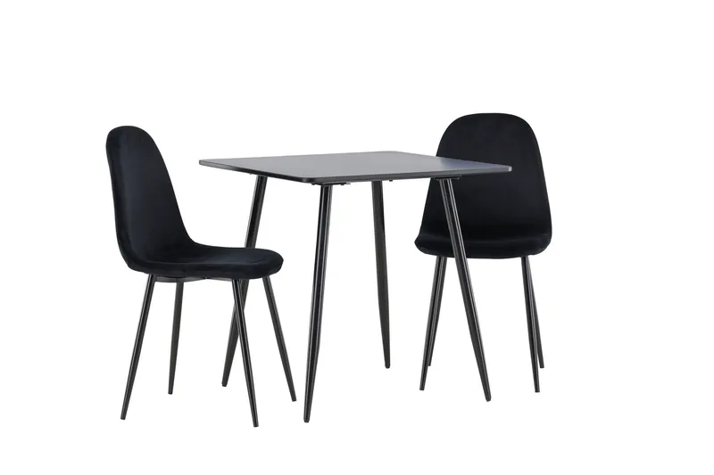 Ruokailuryhmä Venture Home Polar-ruokailuryhmä 75 cm, neliö, 2 Polar-tuolilla Musta/Musta/Musta, undefined