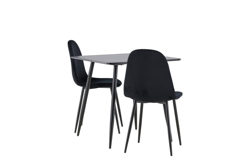 Ruokailuryhmä Venture Home Polar-ruokailuryhmä 75 cm, neliö, 2 Polar-tuolilla Musta/Musta/Musta - Huonekalut - Pöytä & ruokailuryhmä - Ruokailuryhmä