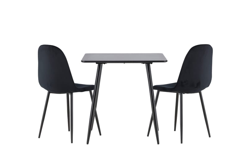 Ruokailuryhmä Venture Home Polar-ruokailuryhmä 75 cm, neliö, 2 Polar-tuolilla Musta/Musta/Musta - Huonekalut - Pöytä & ruokailuryhmä - Ruokailuryhmä