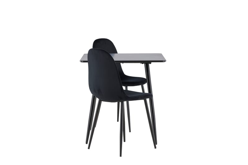 Ruokailuryhmä Venture Home Polar-ruokailuryhmä 75 cm, neliö, 2 Polar-tuolilla Musta/Musta/Musta - Huonekalut - Pöytä & ruokailuryhmä - Ruokailuryhmä