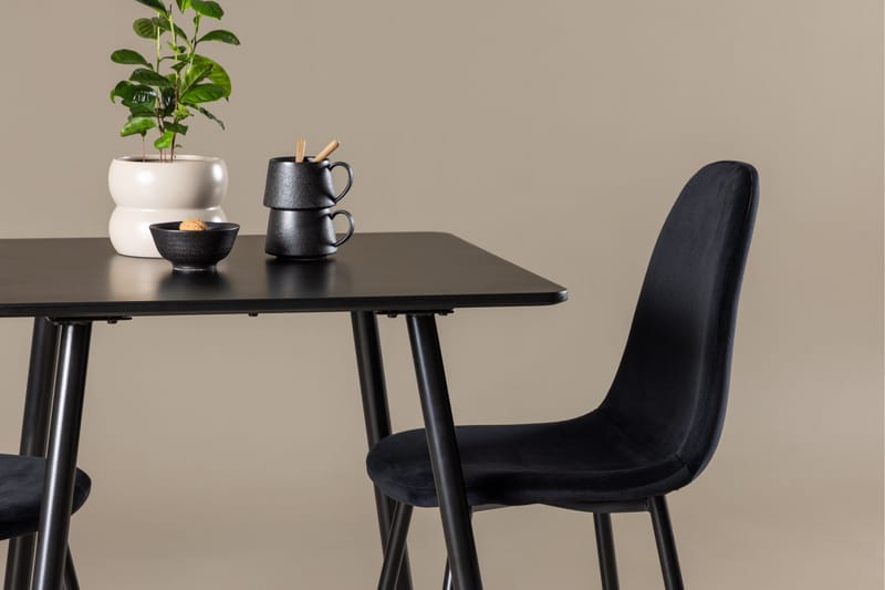 Ruokailuryhmä Venture Home Polar-ruokailuryhmä 75 cm, neliö, 2 Polar-tuolilla Musta/Musta/Musta - Huonekalut - Pöytä & ruokailuryhmä - Ruokailuryhmä