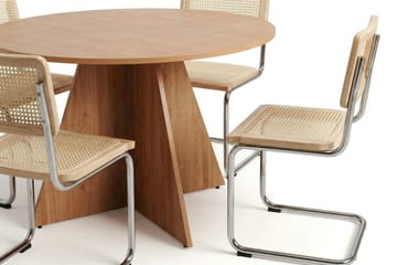 Vera-ruokailuryhmä pyöreä 130 cm, tammi, 6 Build-ruokatuolia - Tammi - Huonekalut - Pöytä & ruokailuryhmä - Ruokailuryhmä