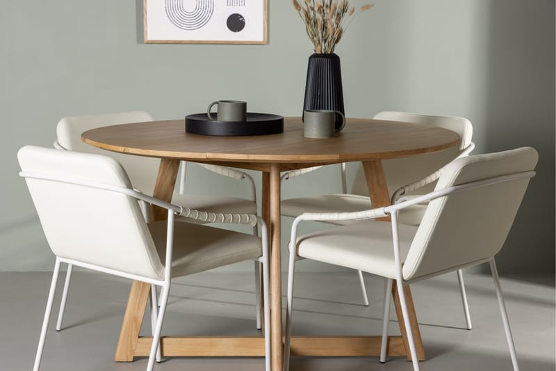 Ruokailuryhmä Yakidon 120 cm Pyöreä 4 Tvist Tuolia - Beige - Huonekalut - Pöytä & ruokailuryhmä - Ruokailuryhmä
