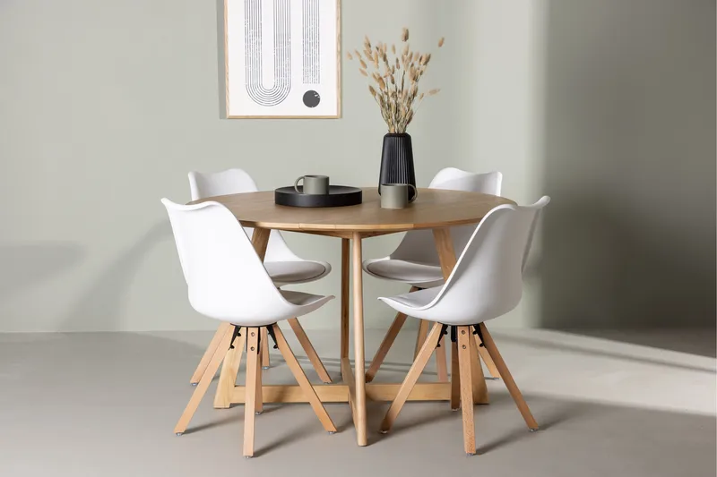 Ruokailuryhmä Yakidon 120 cm Pyöreä 4 Zeno Tuolia - Ruskea - Huonekalut - Pöytä & ruokailuryhmä - Ruokailuryhmä