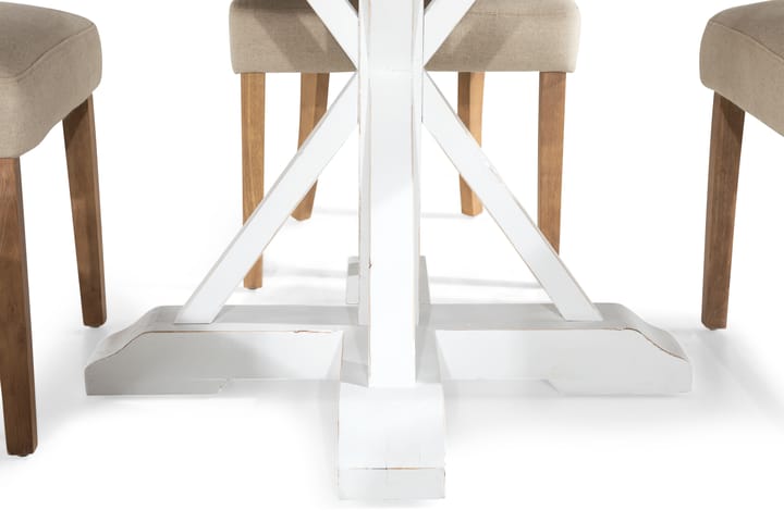 Ruokailuryhmä Yorkshire 120 cm Pyöreä 4 Ophelia tuolia - Puu/Valkoinen/Beige - Ruokailuryhmä