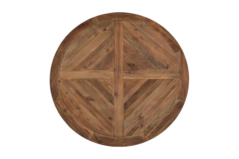 Ruokailuryhmä Yorkshire 150 cm Pyöreä 6 Hermione tuolia - Vintage Jalava/Musta PU - Huonekalut - Pöytä & ruokailuryhmä - Ruokailuryhmä