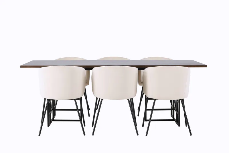 Ruokailuryhmä Ystad 220 cm Suorakulmainen 6 Berit Tuolia, Beige