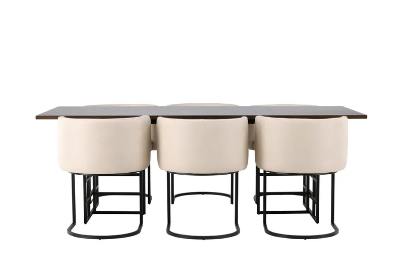 Ruokailuryhmä Ystad 220 cm Suorakulmainen 6 Simrishman Tuolia, Beige