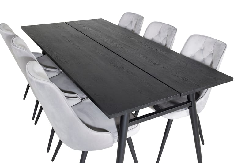 Zenazmi Matbord 195 cm med 6 st Valera Lyx Sammetstol Venture Home Black/Grey - Huonekalut - Pöytä & ruokailuryhmä - Ruokailuryhmä