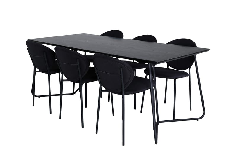 Ruokailuryhmä Petra 190 cm Suorakulmainen 6 Vault Tuolia - Musta - Huonekalut - Pöytä & ruokailuryhmä - Ruokailuryhmä