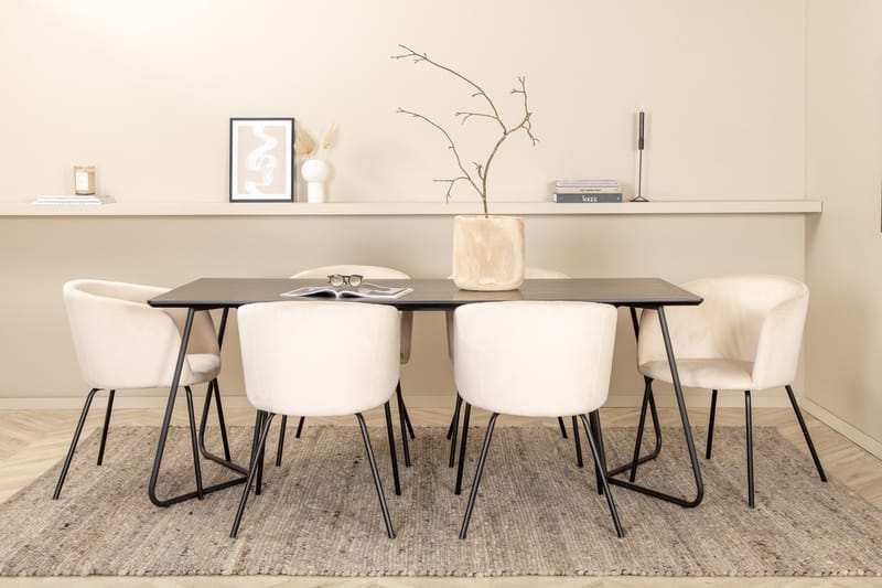 Ruokailuryhmä Petra 190 cm Suorakulmainen 6 Berit Tuolia - Beige - Huonekalut - Pöytä & ruokailuryhmä - Ruokailuryhmä