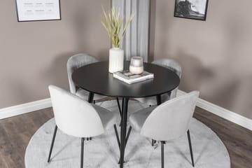 Ruokailuryhmä Plaza 100 cm Pyöreä 4 Wrinkles Tuolia - Musta - Huonekalut - Pöytä & ruokailuryhmä - Ruokailuryhmä