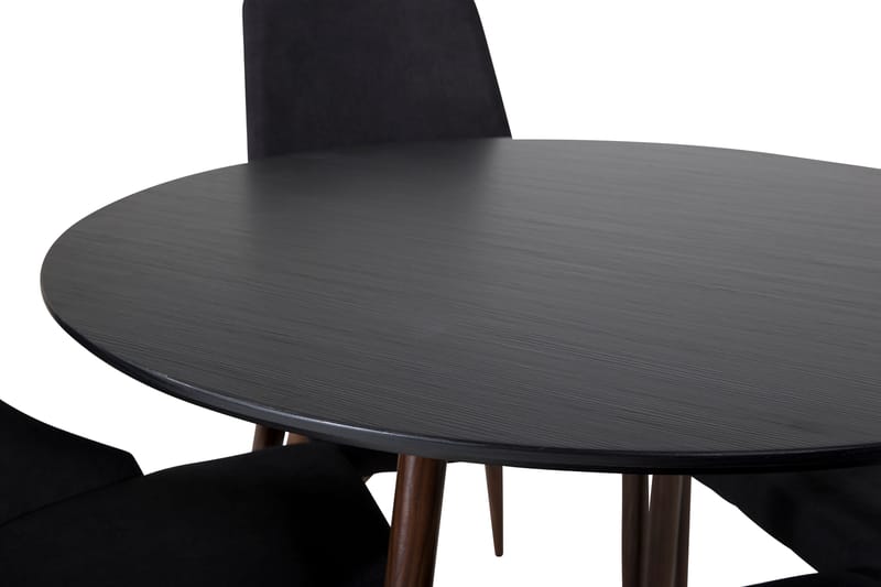 Ruokailuryhmä Plaza 100 cm Pyöreä 4 Leone Tuolia - Musta - Huonekalut - Pöytä & ruokailuryhmä - Ruokailuryhmä