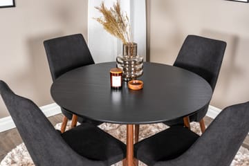 Ruokailuryhmä Plaza 100 cm Pyöreä 4 Leone Tuolia - Musta - Huonekalut - Pöytä & ruokailuryhmä - Ruokailuryhmä