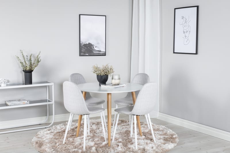Ruokailuryhmä Plaza 100 cm Pyöreä 4 Polar Tuolia, Harmaa