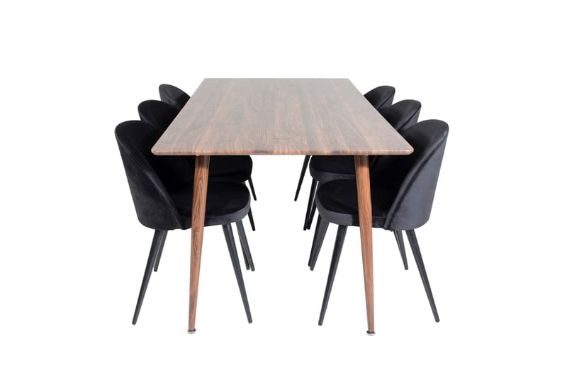 Ruokailuryhmä Polar 180 cm Suorakulmainen 6 Velvet Tuolia, Musta