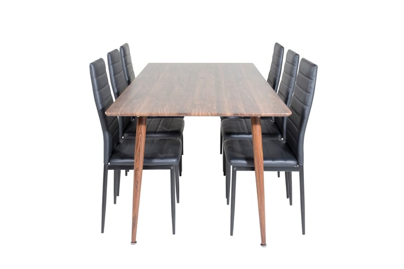 Ruokailuryhmä Polar 180 cm Suorakulmainen 6 Slim Tuolia, Musta