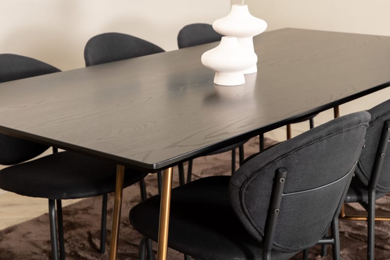 Ruokailuryhmä Petra 190 cm Suorakulmainen 6 Vault Tuolia - Musta - Huonekalut - Pöytä & ruokailuryhmä - Ruokailuryhmä